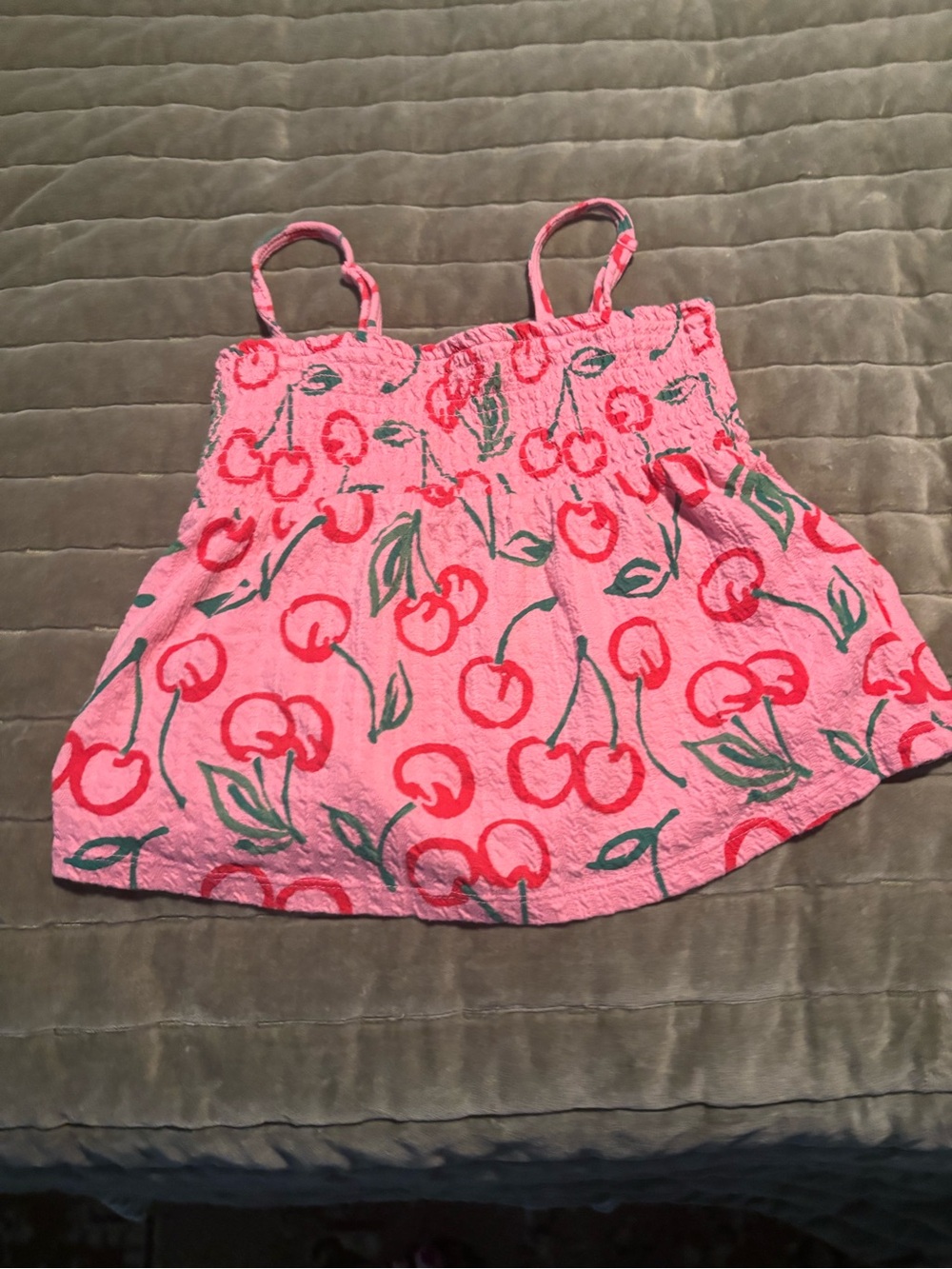 Old Navy Pink Tank Top with Red Cherry Print